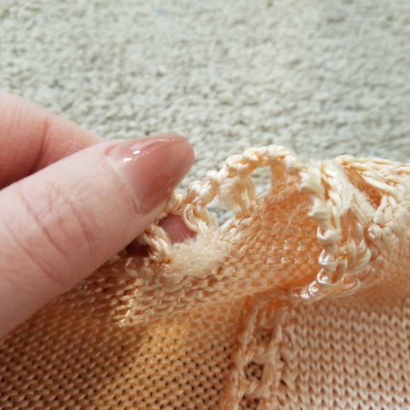 Vintage Peach Handknit Cardigan Sweater, Size S/M - Picture 13 of 14